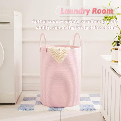 Laundry Basket, Woven Cotton Rope Laundry Hamper, 100L - Image 5