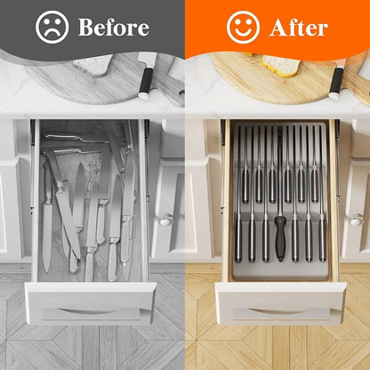 Lifewit Magnetic Drawer Knife Organizers Insert, Kitchen Plastic In Drawer - Image 9