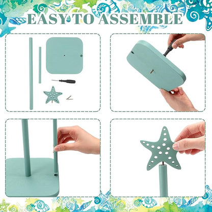 Leinuosen Beach Starfish Paper Towel Holder Rustic Beach Coastal Wooden Paper - Image 4
