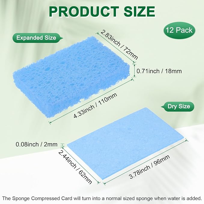 12-Pack Kitchen Sponges, Condense Eco Cellulose Non-Scratch Scrub Heavy Sponge - Image 3
