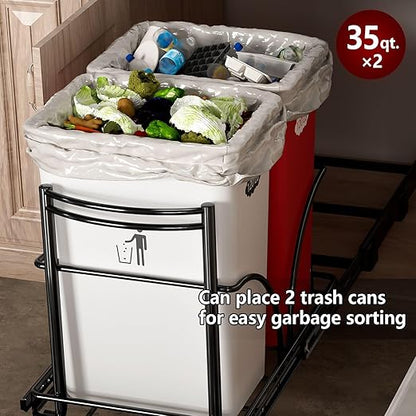 Dual Under Sink Trash Can Heavy Duty Pull Out Trash Can Under Cabinet, Fits - Image 2