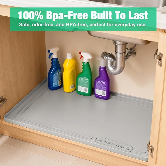 Aisslro Under Sink Mat 25" X 19", Waterproof Silicone Under Sink Mats - Image 9