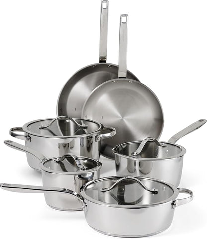 Tramontina Tempo Tri-Ply Base Stainless Steel 10-Piece Cookware Set by Tramontina