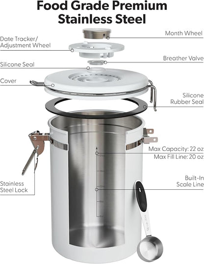 Veken Coffee Canister with Window, Airtight Stainless Steel Kitchen Food - Image 7