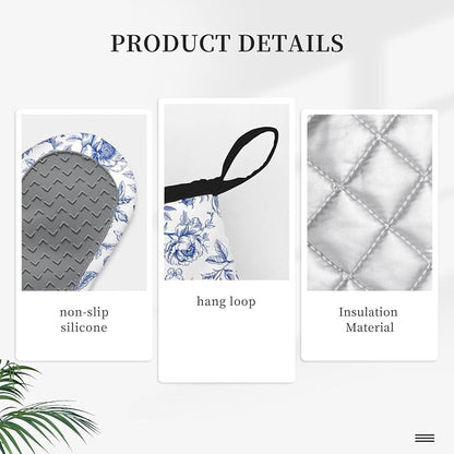Floral Oven Mitts and Pot Holders Sets of 3, Botanical Print Heat Resistant - Image 3