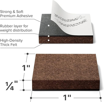24 Heavy-Duty Felt Furniture Pads 1” 1/4” Thick X-Protector! Square Felt Pads - Image 3