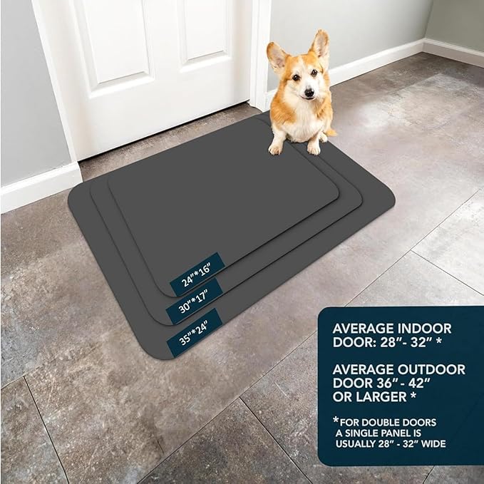 Ultra Thin Door Mat Indoor Entrance, 1/10 in Thin Door Mats for Inside Entry, Non-Slip Rubber Backing Washable Doormat, Fade Resistant, Absorbent, Low Profile Dirt Trapper, 24''X16'', Dark Grey