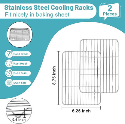TeamFar Cooling Rack, 8.75” x 6.25” Stainless Steel Wire Baking Rack - Image 2