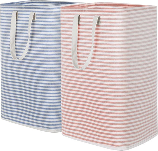 Lifewit 2 Pack Laundry Hamper Large Collapsible Laundry Basket, Freestanding Waterproof Cloth Hamper with Easy Carry Handles in Laundry Room Bedroom Bathroom Dorm for Adult, Pink&Blue, 2 x 80L