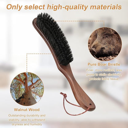 Wood Felt Brush, Large Black Walnut Wood Handle Boar Bristle Lint Brush - Image 4