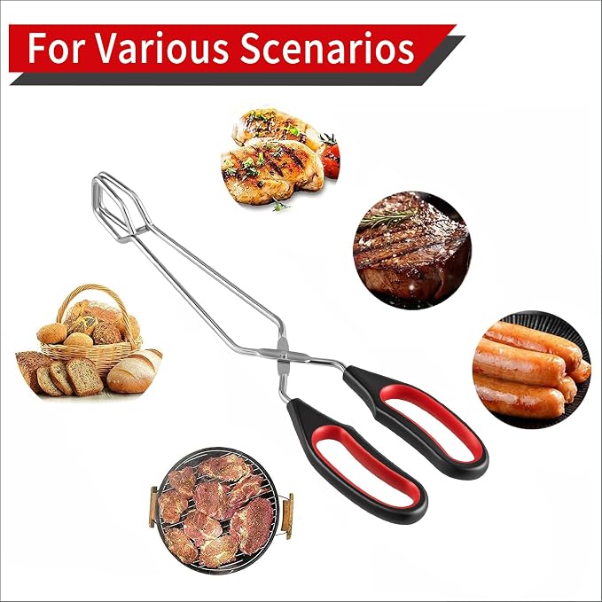 Stainless Steel Scissor Tongs 9.25-Inch, and 13-Inch Set - Image 4