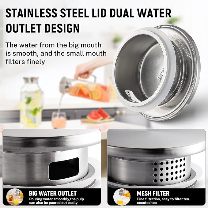Netany 2 Pack 1.2 Liters/40 oz Small Square Glass Pitcher - Image 5