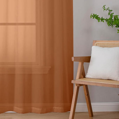 Chyhomenyc Orange Sheer Curtains 96 inches Long 2 Panels, Light Filtering Soft - Image 7