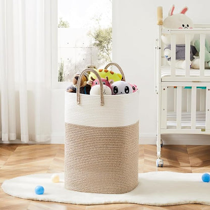 Laundry Basket, Woven Cotton Rope Laundry Hamper, Versatile Storage - Image 6