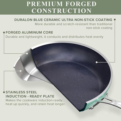 Nuwave Healthy Duralon Blue Ceramic Nonstick Cookware Set, Diamond Infused - Image 2