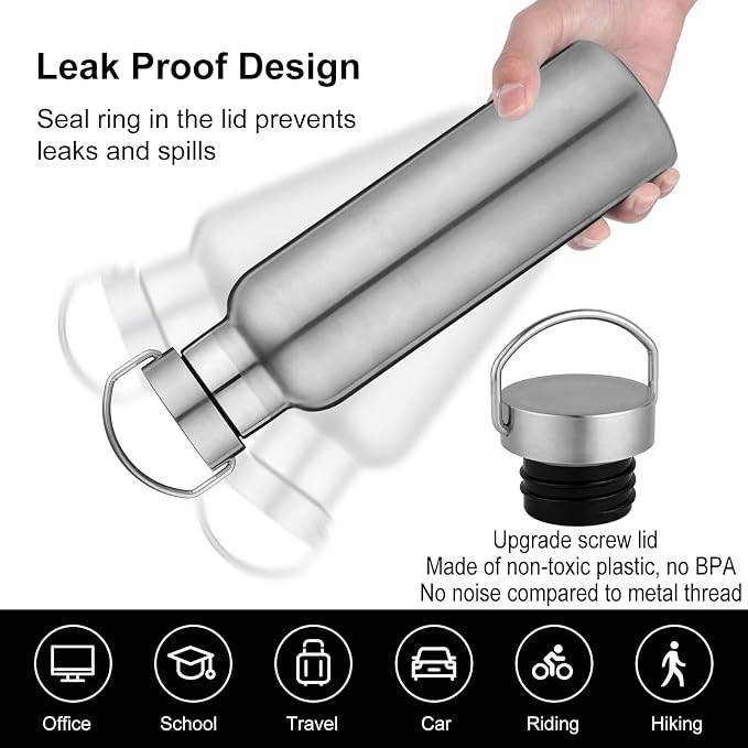 Neihepal 20 oz Insulated Water Bottles Bulk 4 Pack, Stainless Steel Double Wall - Image 4