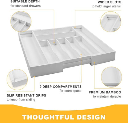 Large Premium Bamboo Silverware Organizer - Image 5