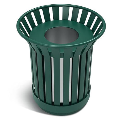 8Gallon Round Large Outdoor Trash Can, Heavy Duty Metal Slatted Garbage Can by Gaonala