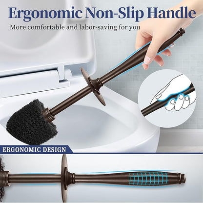 HAMITOR Toilet Bowl Brush Holder Set: 2 Pack Modern Deep Cleaning Bathroom - Image 4
