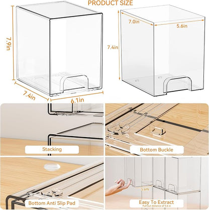 Yieach 2 Pack Clear Stackable Storage Drawers, 7.6" H Baby Bottle Organizer - Image 3