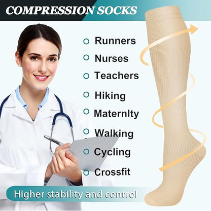 ACTINPUT 8 Pairs Compression Socks for Women & Men,Support Compression Stockings for Medical Running Athletic