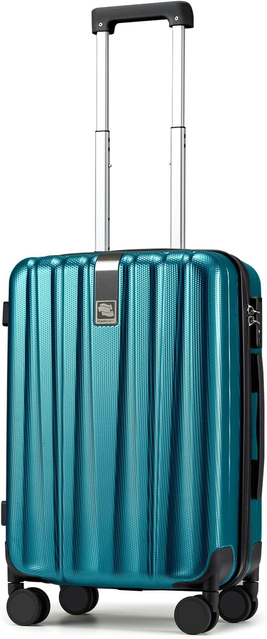 Hanke 20 Inch Carry On Luggage 22x14x9 Airline Approved Lightweight PC Hard Shell Suitcases with Wheels Travel Luggage Rolling Suitcase Travel Luggage Bag Christmas Gifts for Birthday(Caribbean Blue)