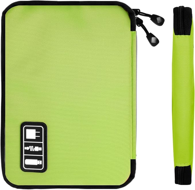 Electronics Organizer Travel Case,Electronic Accessories Storage Bag,Portable Waterproof Cable Organizer Bag,Travel Cord Organizer Bags for Small Charging Cord Storage,SD Card-Green