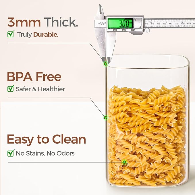 ComSaf 1.2 Gallon Wide Mouth Flour Sugar Storage Containers 2 Pcs, 4.6 Qt Glass - Image 4