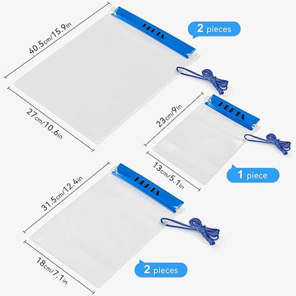 HEETA 5-Pack Clear Waterproof Dry Bag, Water Tight Cases Pouch Dry Bags for Camera Mobile Phone Maps, Kayaking Boating Document Holder