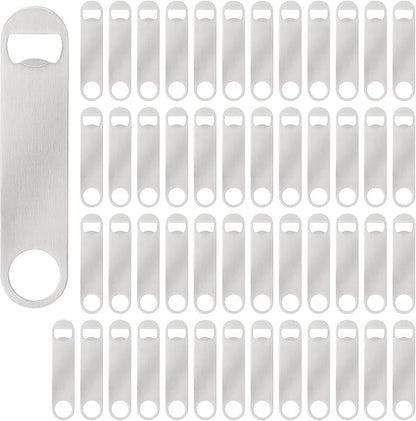 50 Pack Flat Beer Bottle Opener 7 inch Stainless Steel Flat Bottle Opener Beer by Yugada