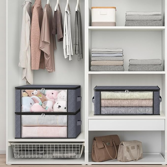 HomeHacks Storage 3-Pack Clothes Organizer Storage Bags Foldable Storage Box - Image 5