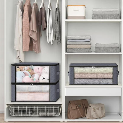HomeHacks Storage 3-Pack Clothes Organizer Storage Bags Foldable Storage Box - Image 5