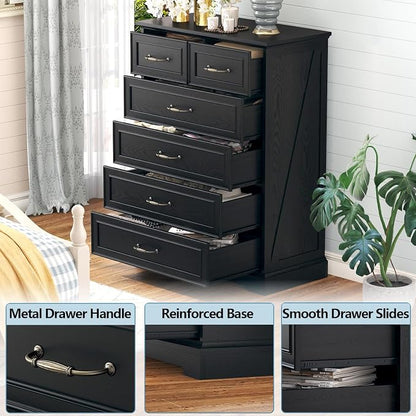 6 Drawer Dresser for Bedroom, Rustic Farmhouse Dresser - Image 6