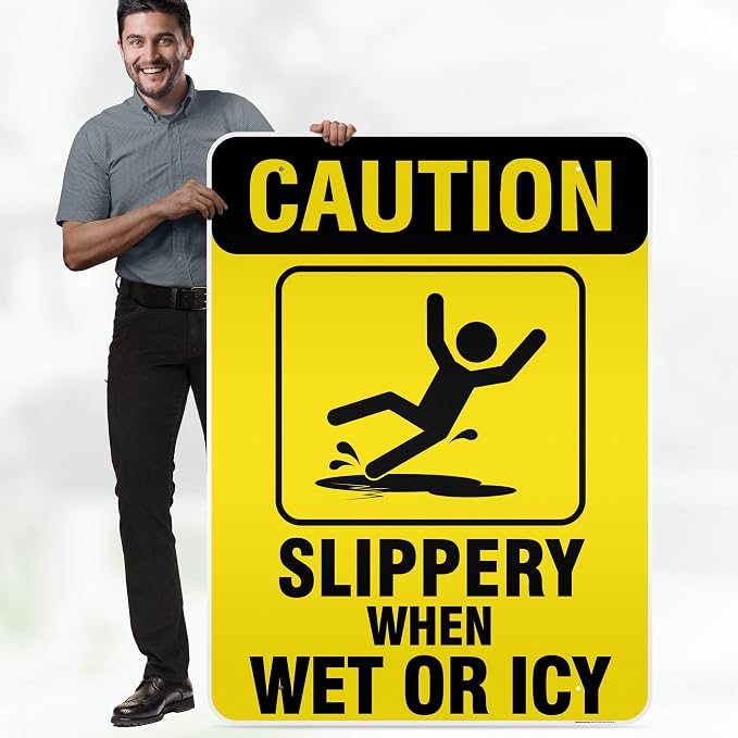 Caution Slippery When Wet Sign or ICY Sign, Indoor/Outdoor Use, USA MADE By My - Image 2