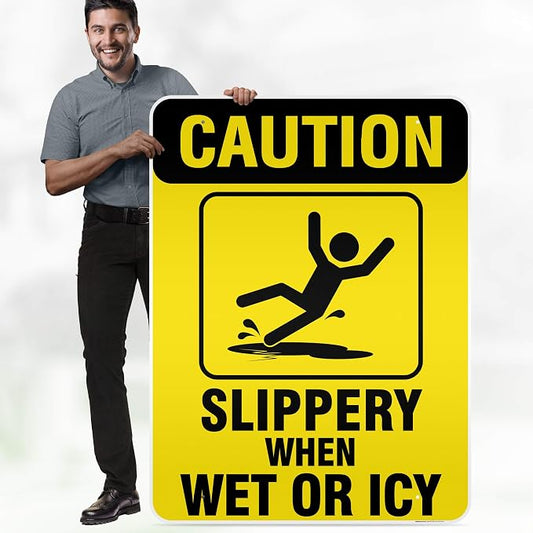 Caution Slippery When Wet Sign or ICY Sign, Indoor/Outdoor Use, USA MADE By My - Image 2