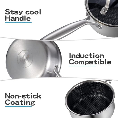 LOLYKITCH 2.5 QT Hybrid Tri-Ply Stainless Steel Non-Stick Saucepan - Image 6