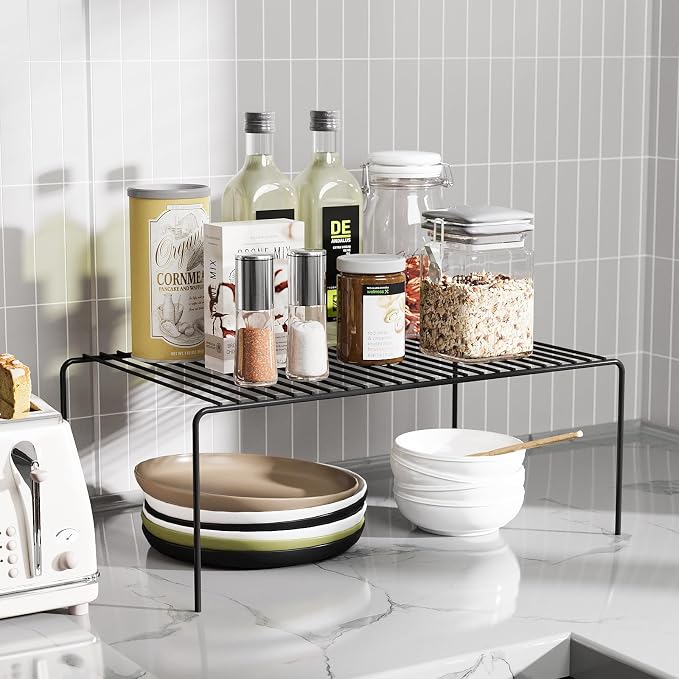 MediumBlack Cabinet Storage Shelf Rack Set of 4, Rustproof Metal Wire Kitchen - Image 2