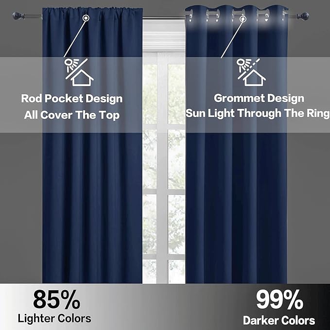 RYB HOME Large Curtains for Living Room 84 inches Length, W 70 x L 84, 2 Panels - Image 5