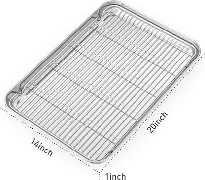 Baking Sheet with Cooling Rack and Silicone Baking Mat, 20 Inch Stainless Steel - Image 2