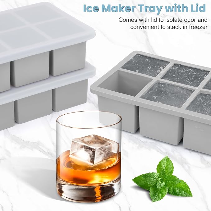 Large Silicone Ice Cube Tray 2Pack, SAWNZC Big Square Ice Cube Molds - Image 5