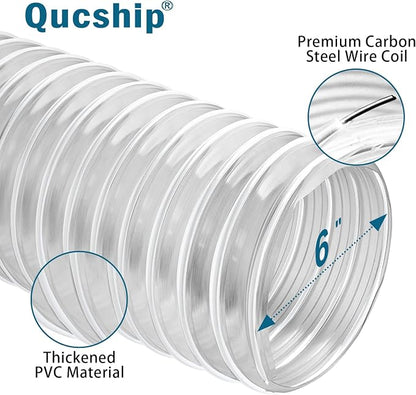 PVC Dust Collection Hose 6" x 5', Flexible Heavy PVC Fume Collection Hose - Image 6