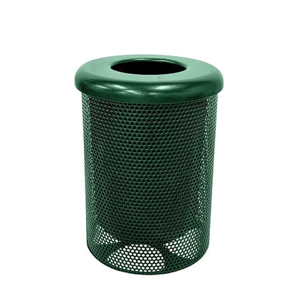 COATEDOUTDOORFURNITURE RFT-P-GRN Heavy Duty Round Trash Receptacle by CoatedOutdoorFurniture