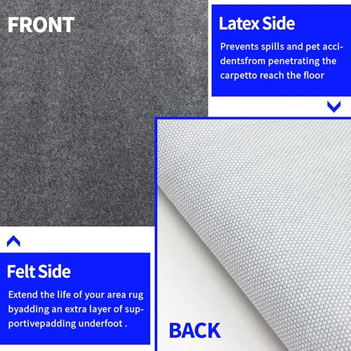 100% Waterproof Non-Slip 1/4” Extra Thick 6x9 ft Rug Pad for Large Area Rugs Durable Felt Floor Protection pad for All Floors, Suitable for Cutting. Rug Pads Keep Rugs in Place and Provide Cushioning