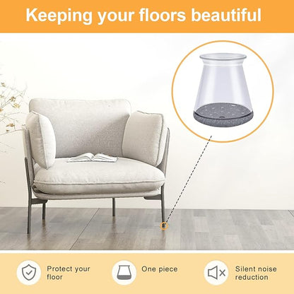 16 Pcs Chair Leg Protectors for Hardwood Floors, Silicone Felt Furniture Leg - Image 4