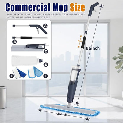 24" Microfiber mop for Floor Cleaning System, Commercial Heavy-Duty Wet Dry mops - Image 5