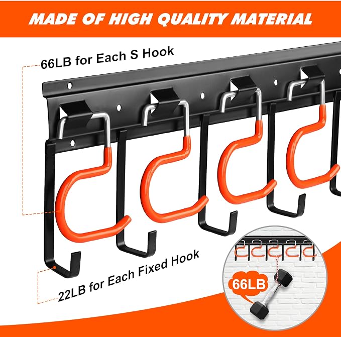 51'' All Metal Garden Tool Organizer Adjustable Garage Tool Organizer Wall - Image 3