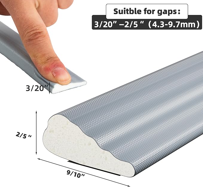 9.8 Ft Weather Stripping Seal Strip for Doors/Windows,Soundproofing Window Insulation Draft Stopper for Winter, Selfadhesive Foam Weather Strip for Door Frame,Door Gap Filler Noise Blocker(Gray)