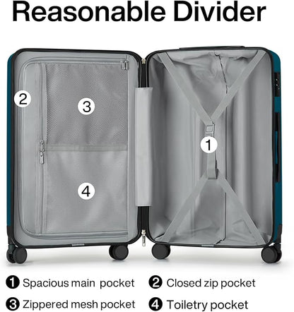 Hanke Luggage Sets 2 piece Carry On Luggage with Wheels PC Hard Shell Suitcases Lightweight Checked Travel Luggage Large Travel Suitcase Woman Men 20/29 Inch(Caribbean Blue)