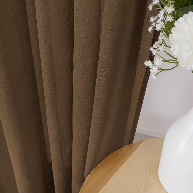 Tollpiz Sheer Curtains Bedroom Linen Textured Curtain Sheers Light Filtering - Image 3