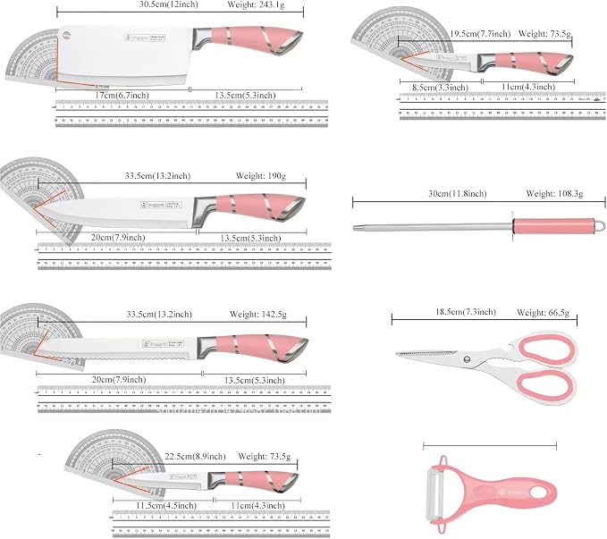 Kitchen Knife Set, 9-Piece Red Kitchen Knife Set - Image 7